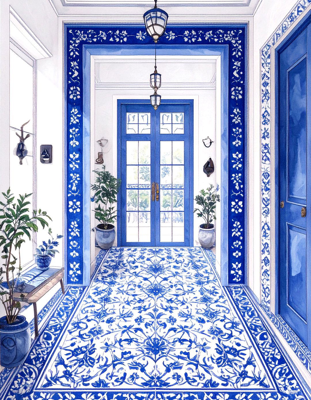 Intricate Encaustic Style Patterned Foyer Tile - 30 small entryway foyer tile ideas