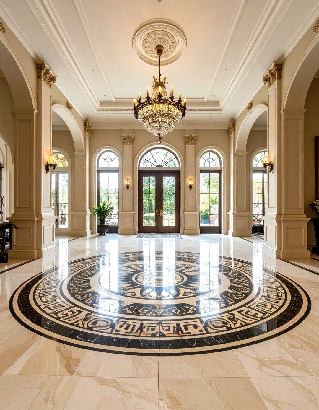 Intricate Mosaic Medallion Entryway Tile - 30 entryway tile ideas