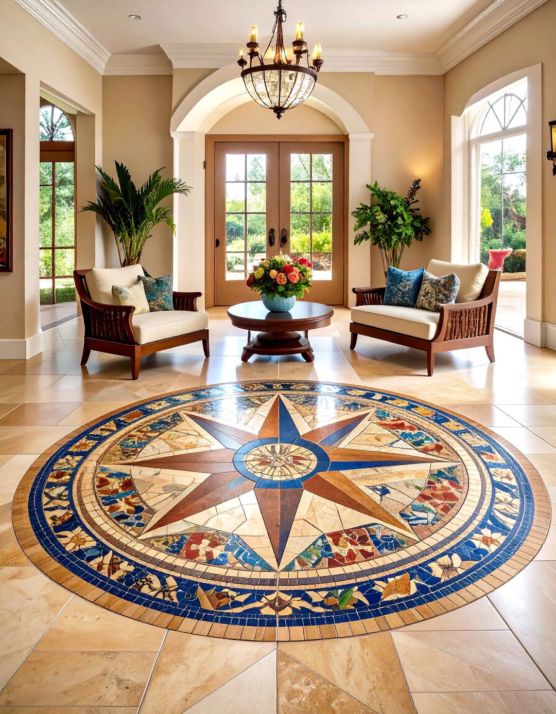 Intricate Mosaic Tile Medallion Entryway Flooring - 30 entryway flooring ideas