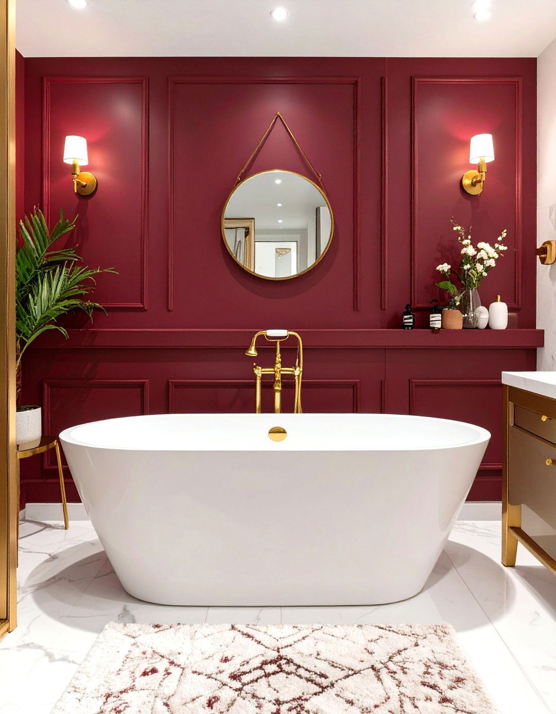 Introducing Rich Burgundy and Wine Shades - 30 small bathroom color trends 2025