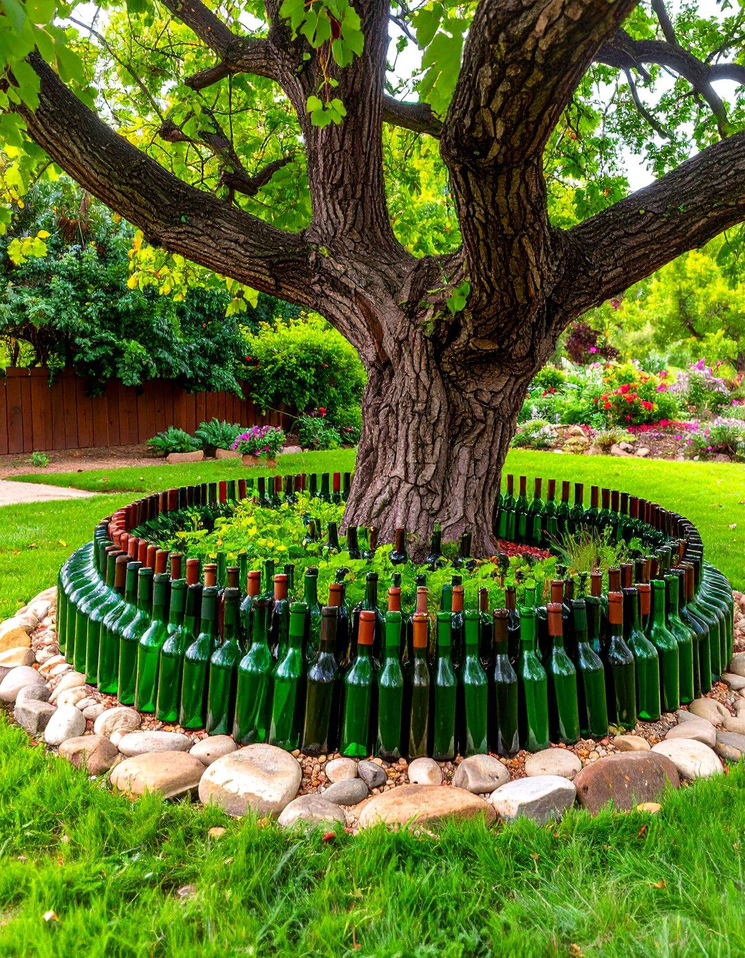 Inverted Wine Bottle Edging - 30 landscaping border ideas