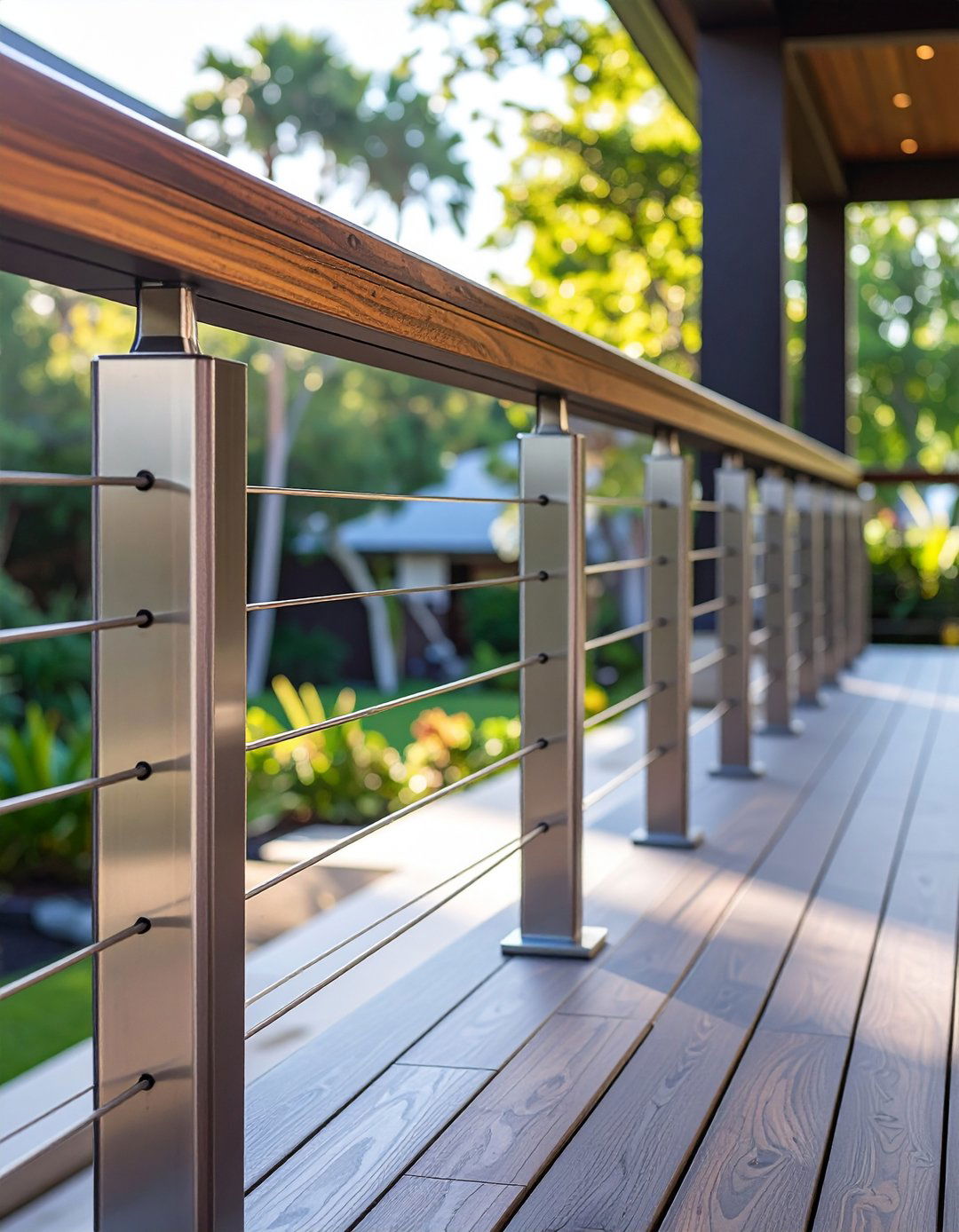 Ipe Wood and Stainless Steel Railing - 30 modern deck railing ideas