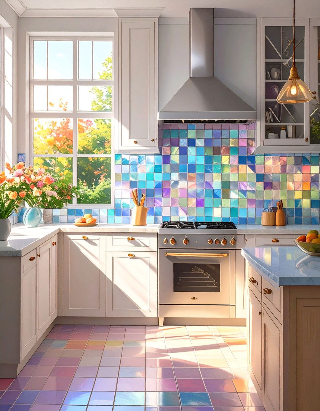 Iridescent Glass Tile Backsplash - 30 unique kitchen backsplash ideas