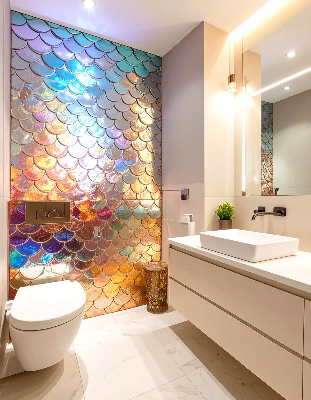 Iridescent Tile Bathroom - 30 modern bathroom tile ideas