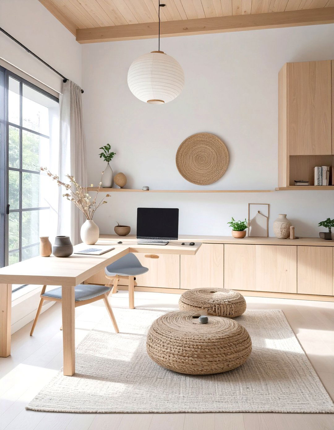 Japandi Fusion Work Area - 30 modern home office design ideas
