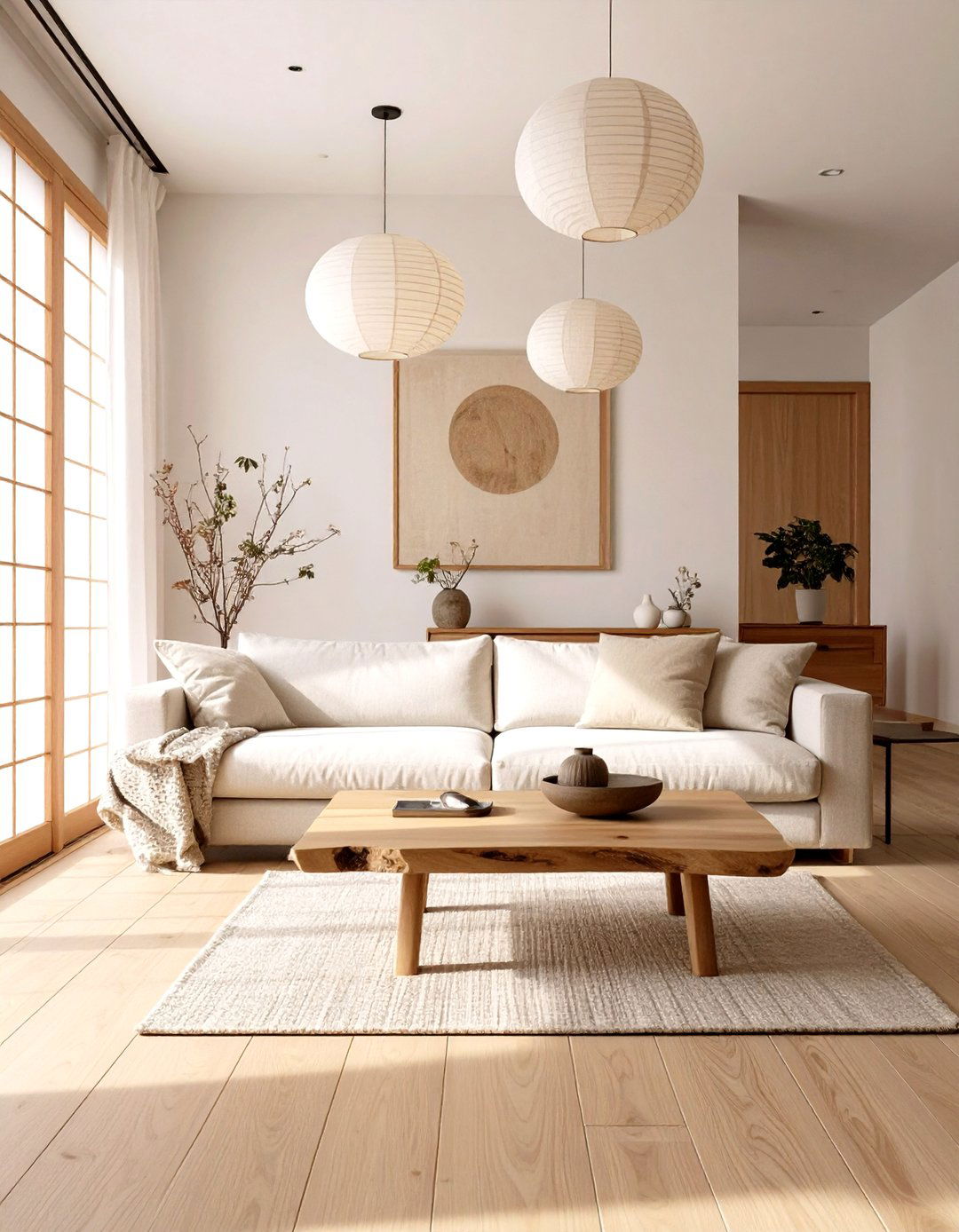 Japandi Sanctuary Living Room - 30 interior design rendering ideas
