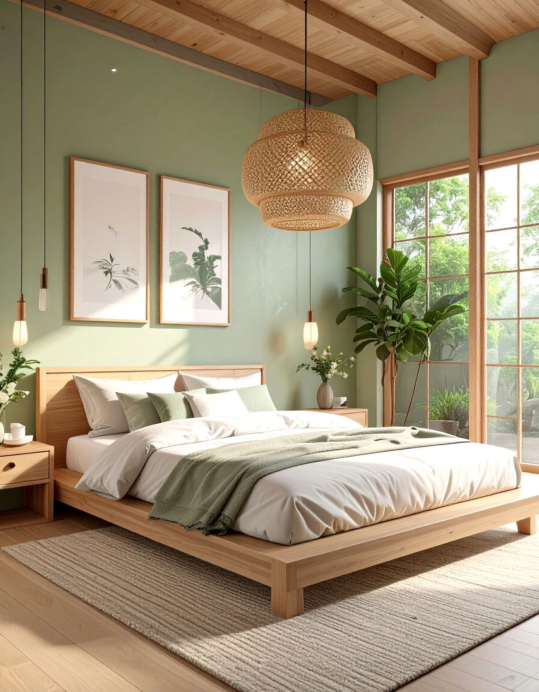 Japandi Style Sage Green Bedroom - 30 modern sage green bedroom ideas