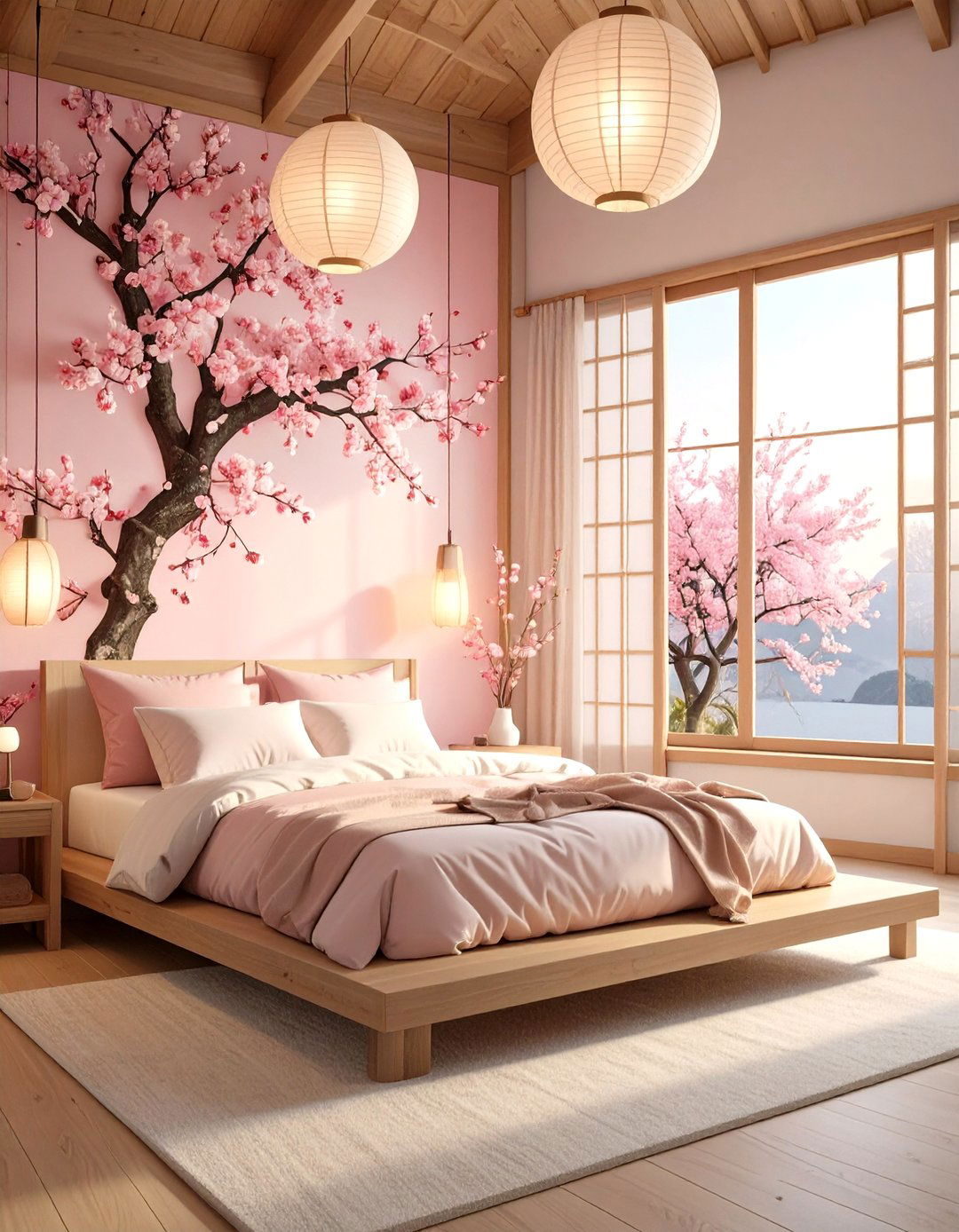 Japanese Cherry Blossom Bedroom - 30 luxury pink girl bedroom design ideas