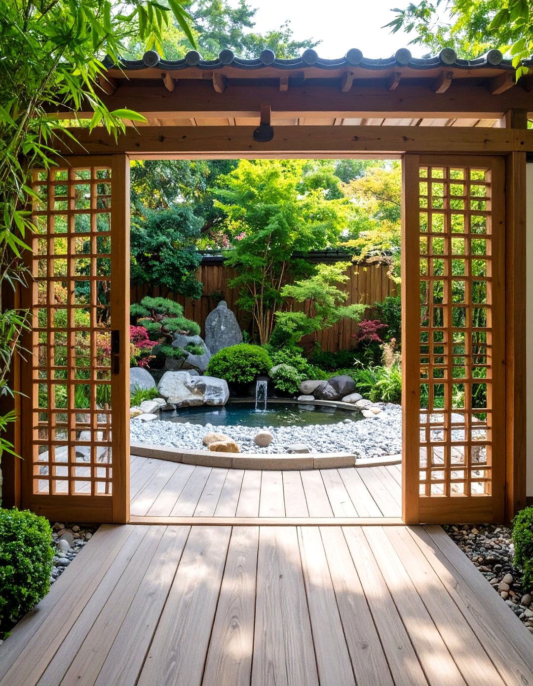 Japanese Garden Inspired Deck Gate - 30 deck gate ideas