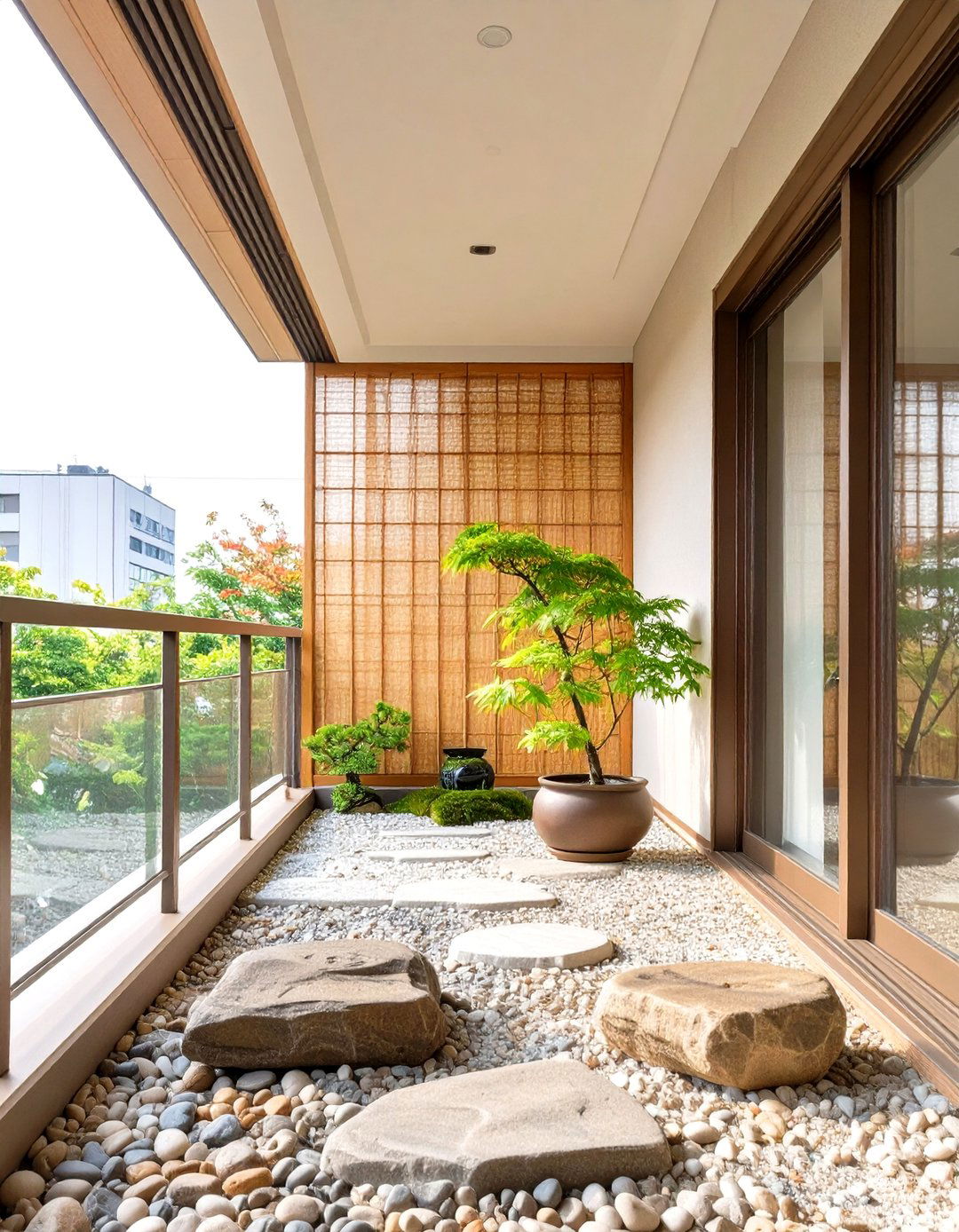 Japanese Garden Inspired Minimalist Balcony - 30 minimalist style interior design ideas