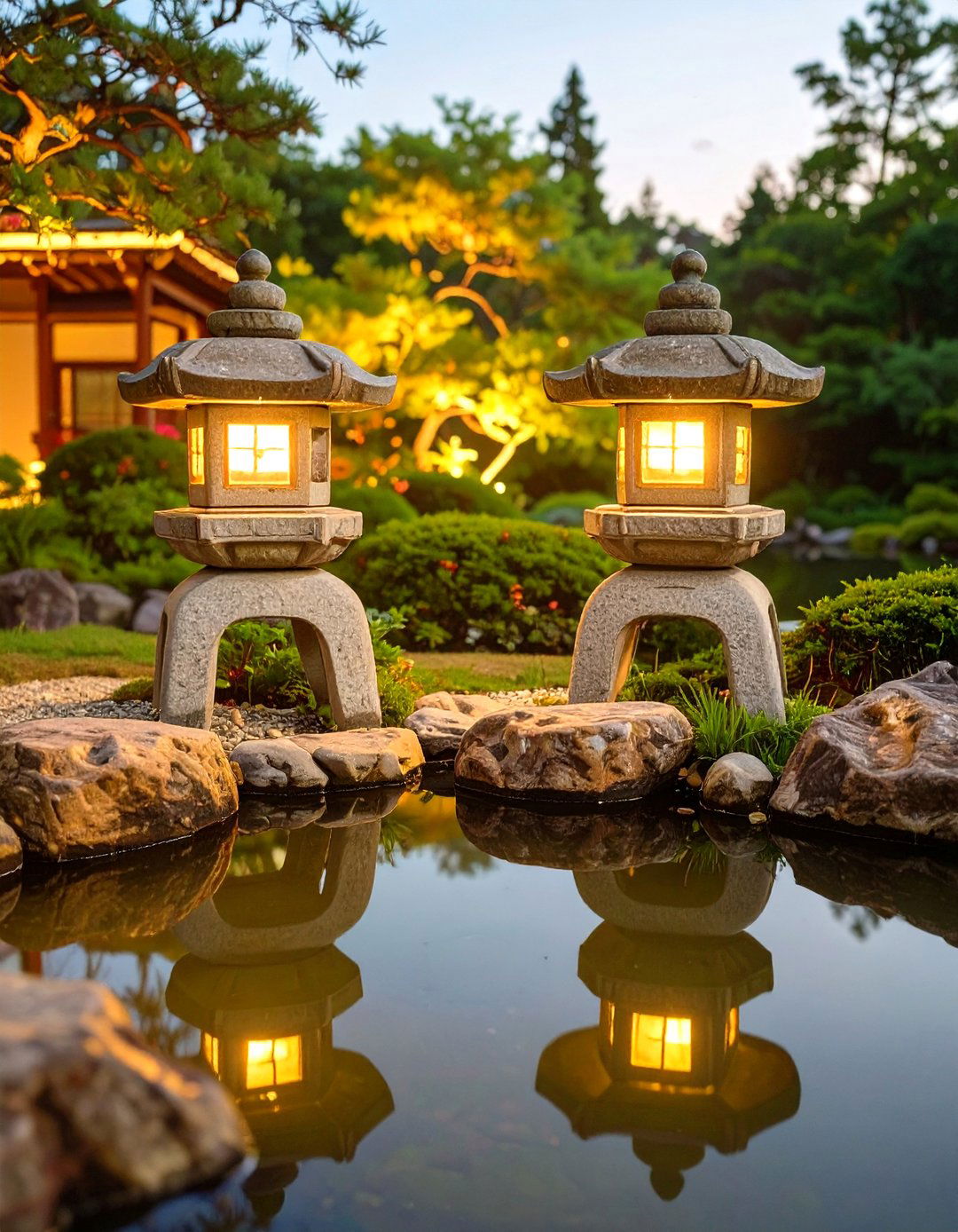 Japanese Garden Stone Lanterns - 30 outdoor  lights ideas