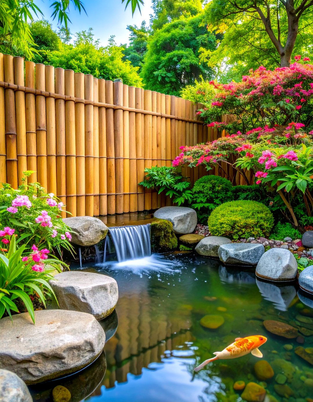 Japanese Inspired Bamboo Fence - 30 backyard fence ideas