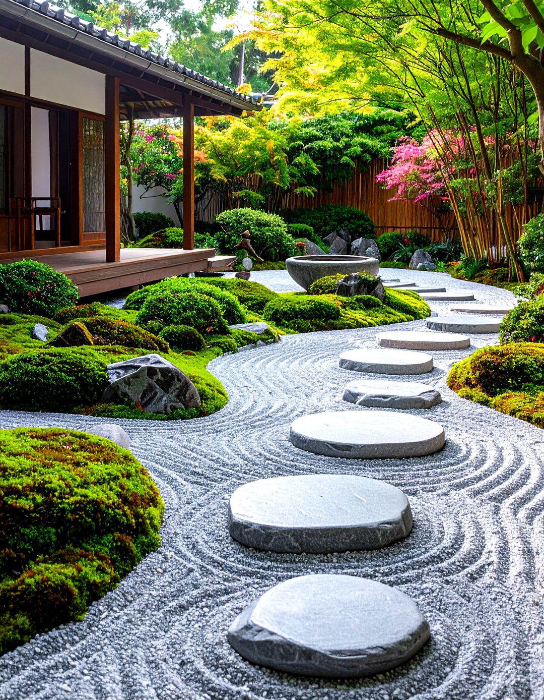 Japanese Inspired Gravel and Moss Garden - 30 gravel landscaping ideas