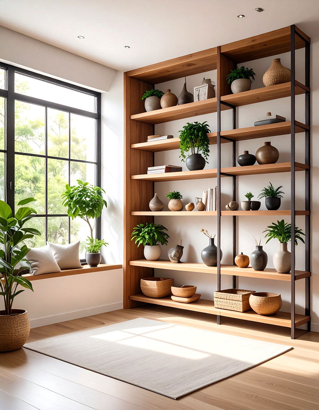 Japanese Inspired Living Room Alcove Shelves - 30 living room shelf ideas
