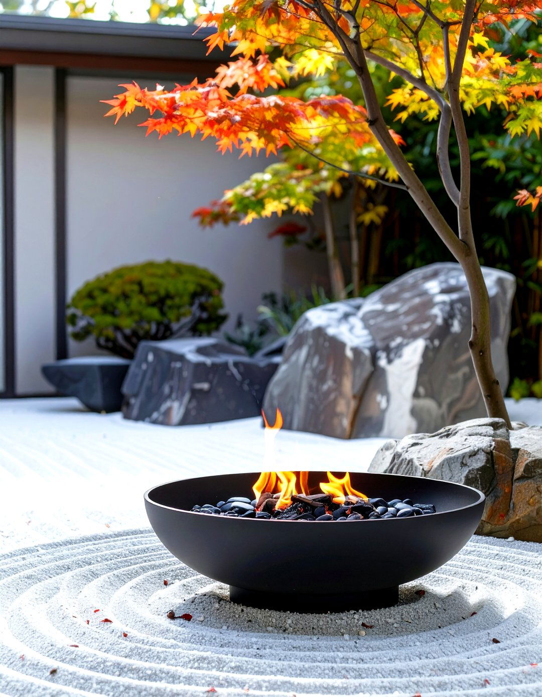 Japanese Inspired Rock Garden Fire Pit - 30 small backyard fire pit ideas landscaping