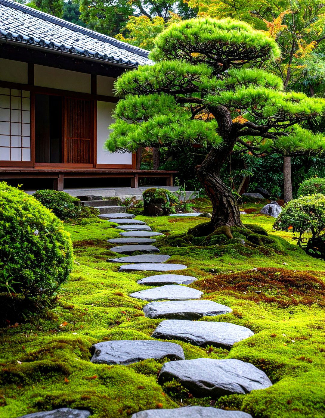 Japanese Inspired Stepping Stone Path - 30 front porch landscaping ideas