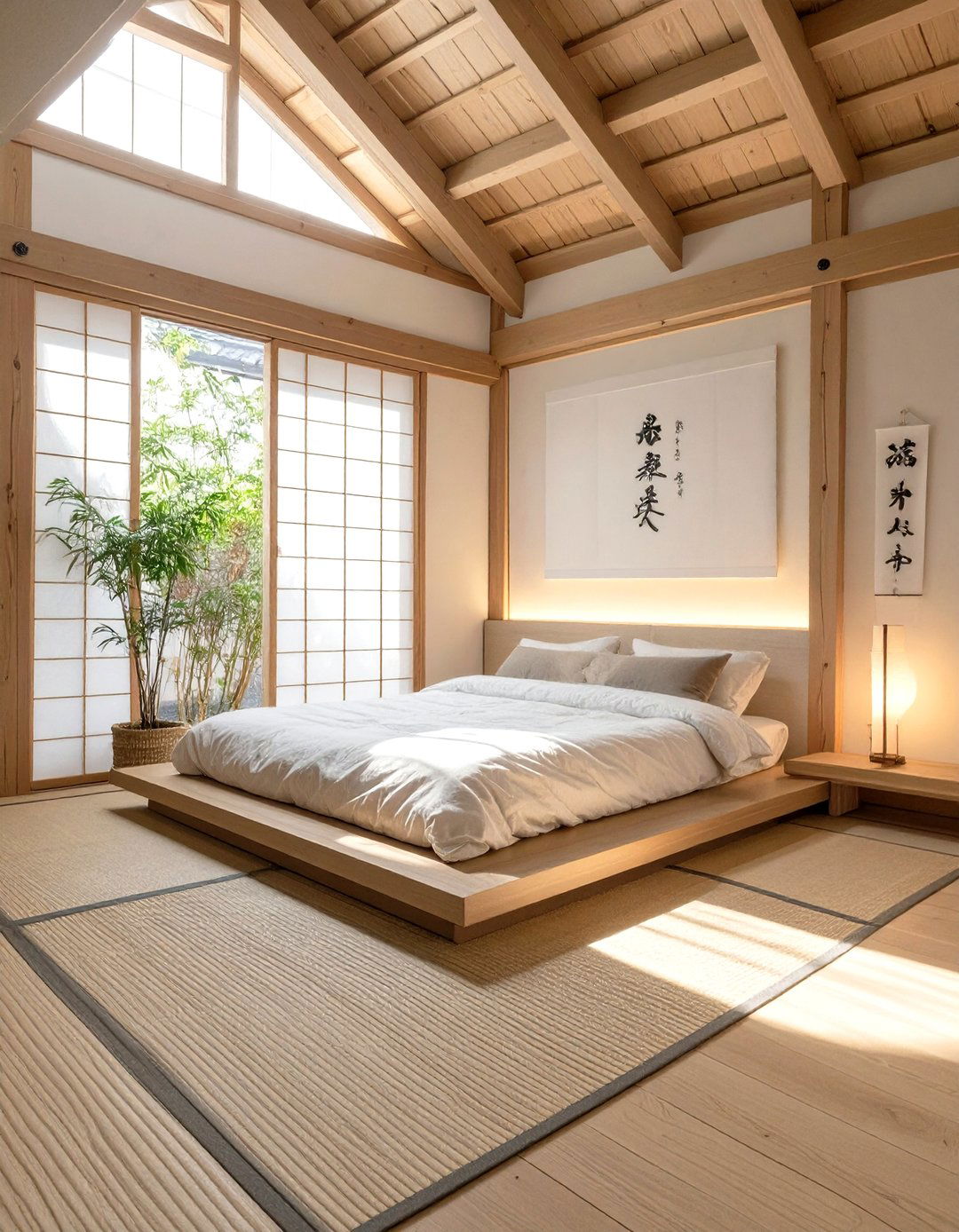 Japanese Inspired Zen Attic Bedroom - 30 modern attic bedroom ideas