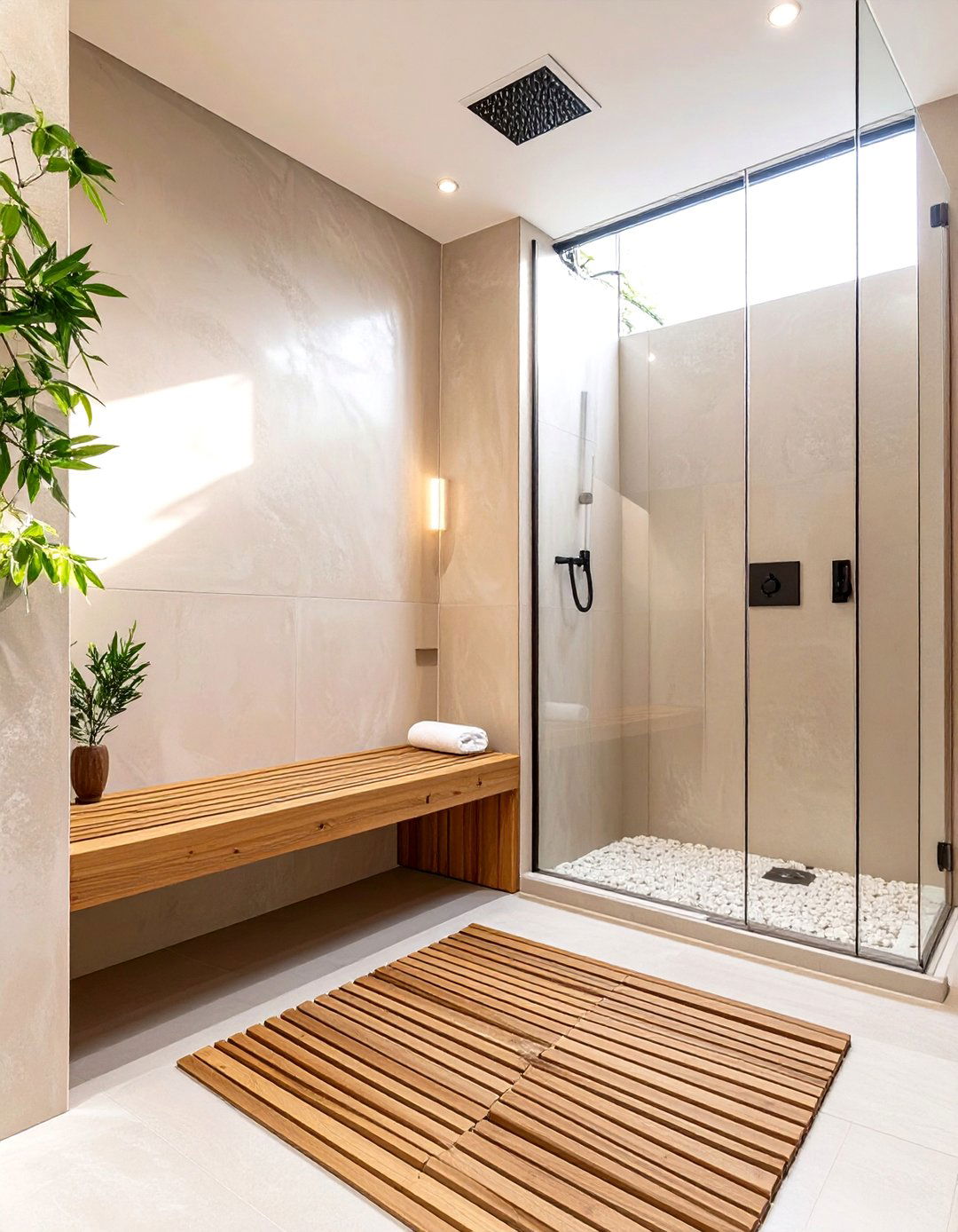 Japanese Inspired Zen Shower - 30 corner shower ideas