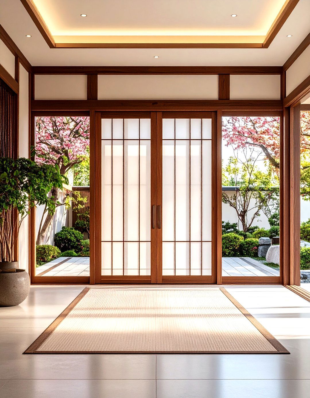 Japanese Shoji Screen Inspired Door - 30 entryway front door ideas