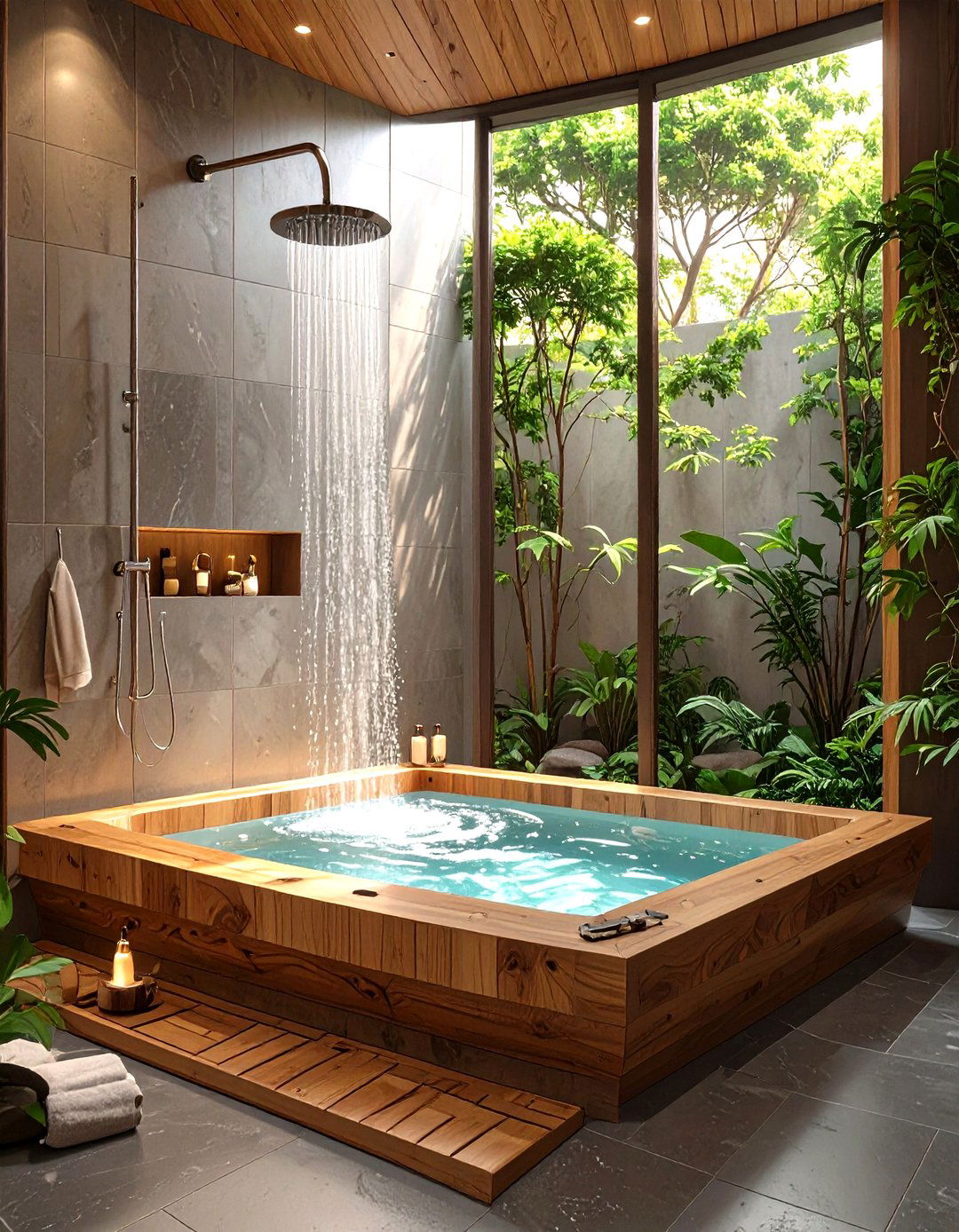 Japanese Soaking Tub with a Shower - 30 shower tub designs