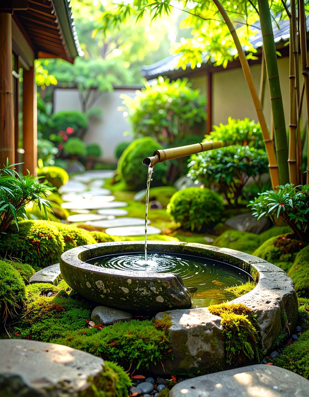 Japanese Style Stone Basin Front Yard Fountain - 30 small front yard fountain ideas