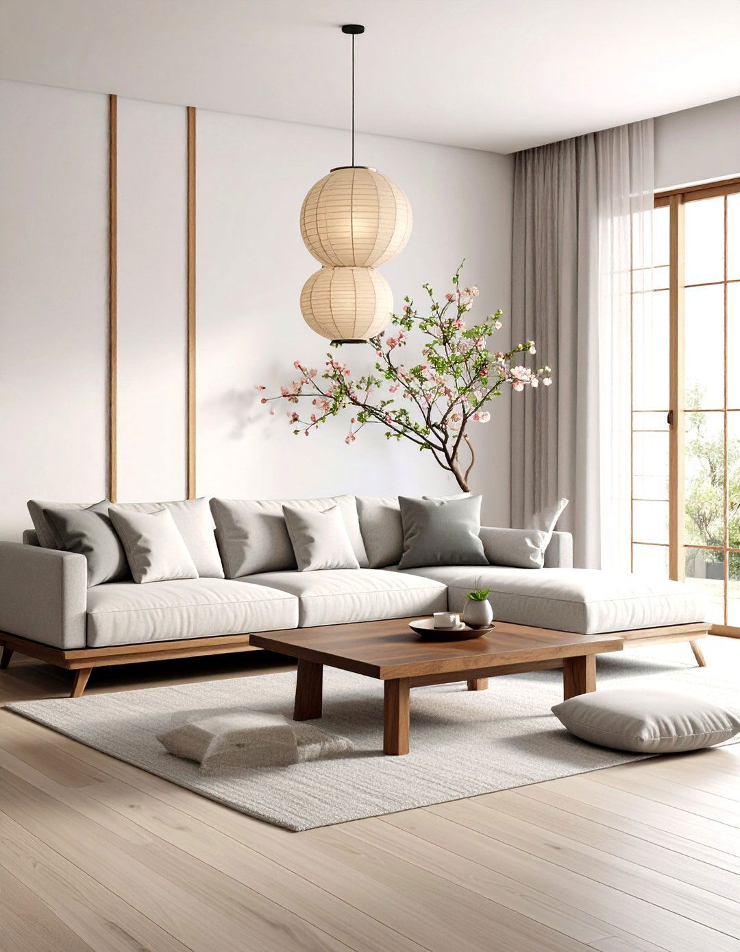 Japanese Zen Living Room - 30 light grey couch living room ideas