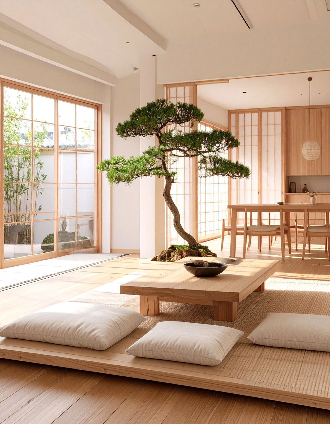 Japanese Zen Living and Dining Room - 30 open concept living room and dining room ideas