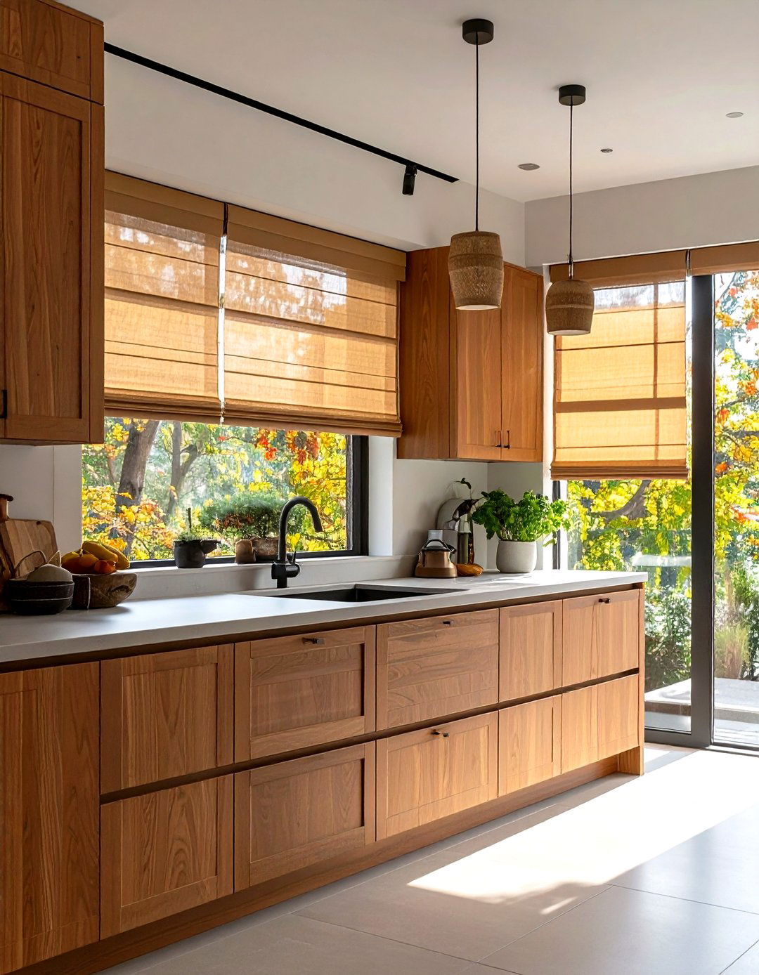 Japanese Zen with Shoji Style Blinds - 30 kitchen blinds ideas
