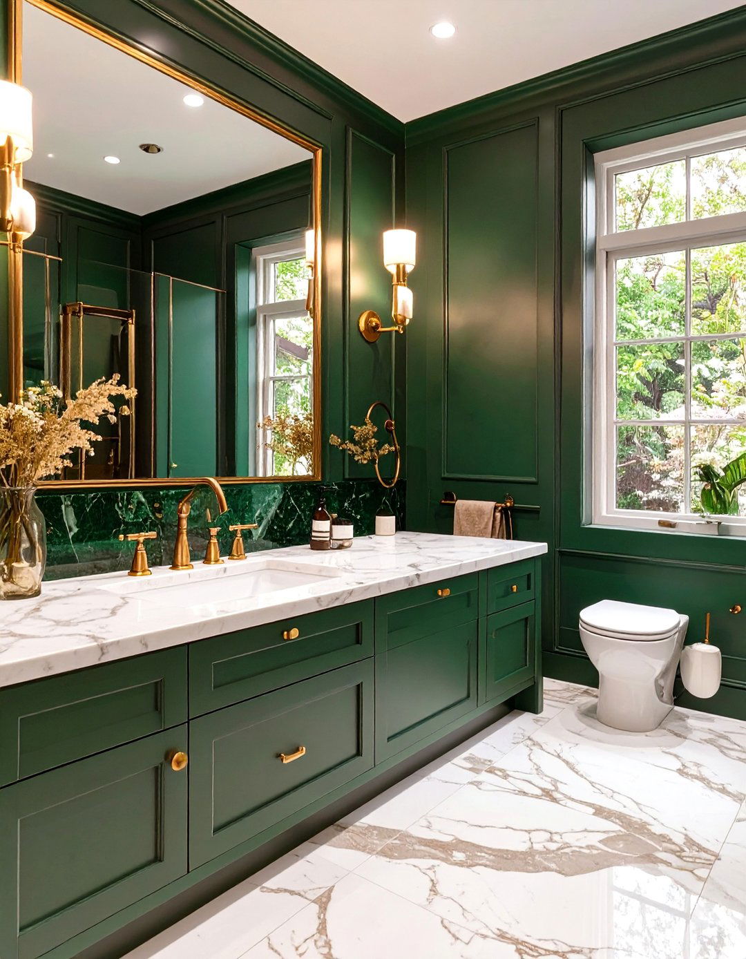 Jewel Toned Emerald Green Bathroom - 30 bathroom painting ideas photos