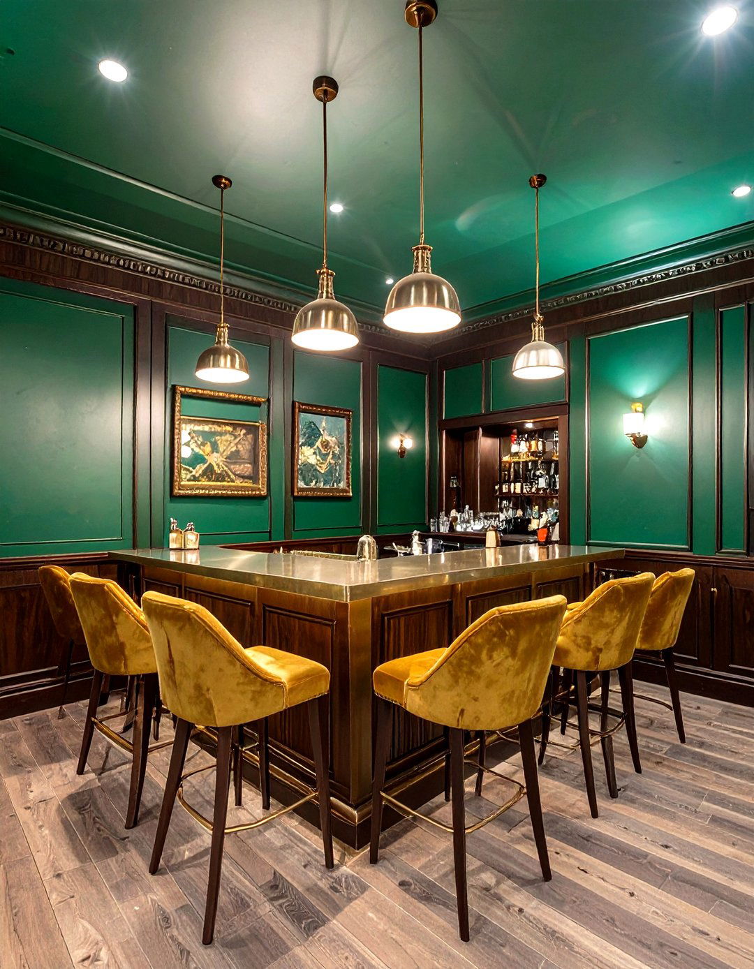 Jewel Toned Emerald Green - 30 basement paint color ideas