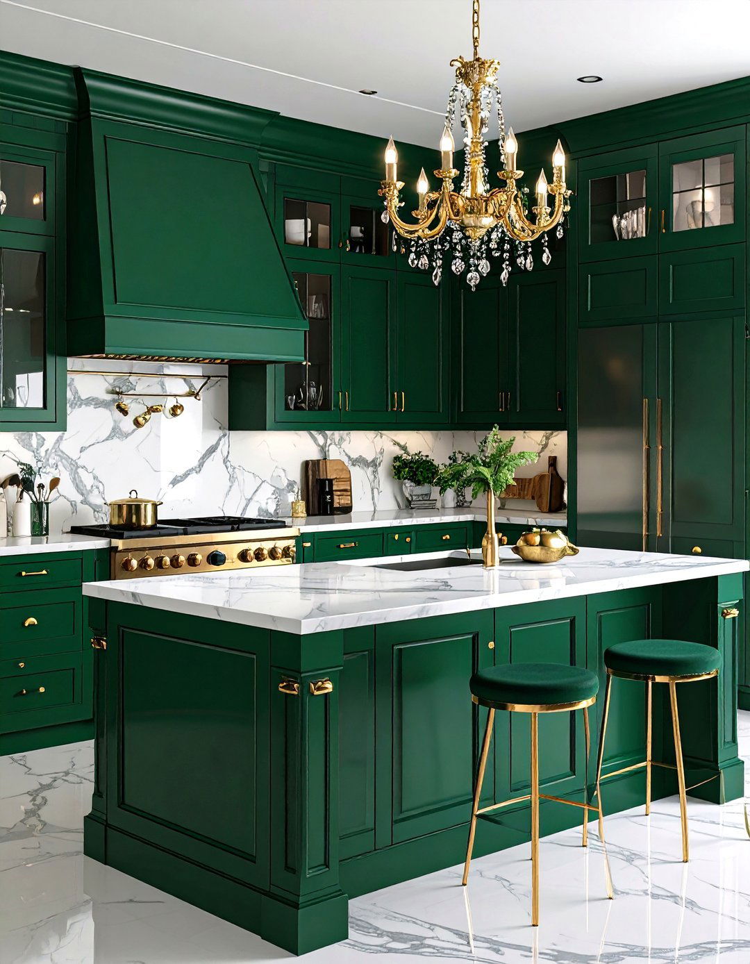 Jewel Toned Emerald Kitchen - 30 kitchen paint ideas