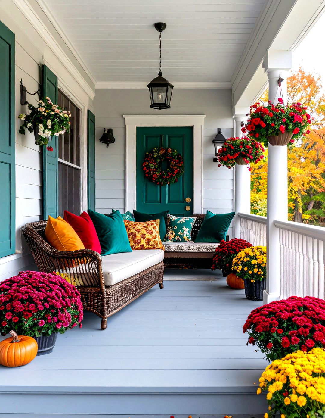 Jewel Toned Porch Palette - 30 fall porch decor ideas