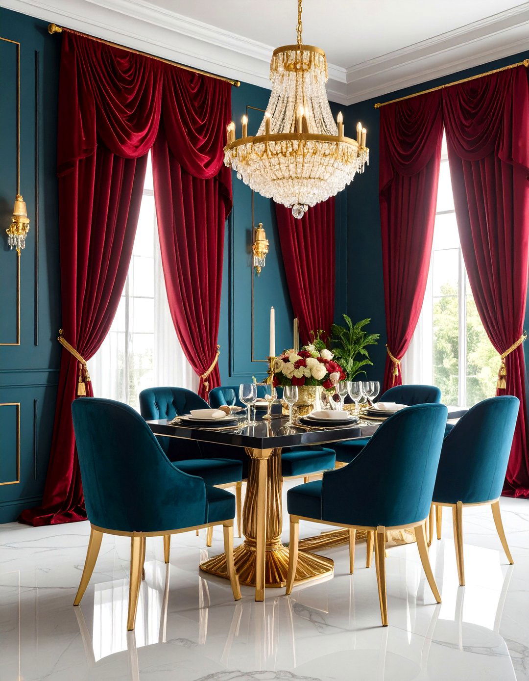 Jewel Toned Satin Dining Room Curtains - 30 dining room curtains ideas