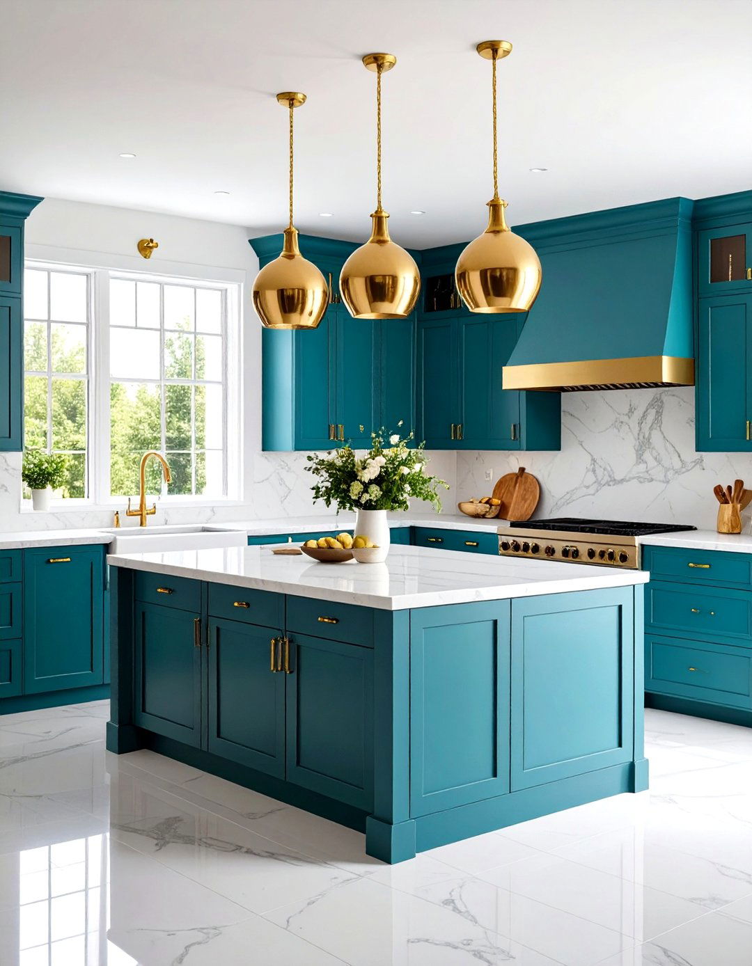 Jewel Toned Teal Kitchen - 30 kitchen painting ideas
