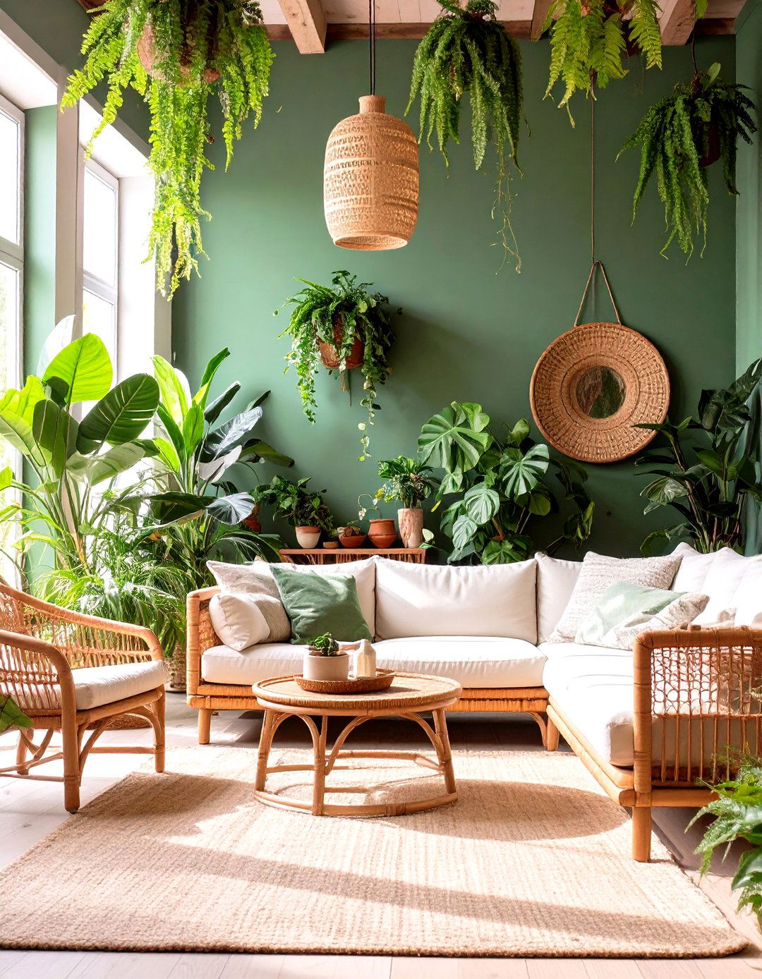 Jungle Themed Green Living Room - 30 green living room ideas