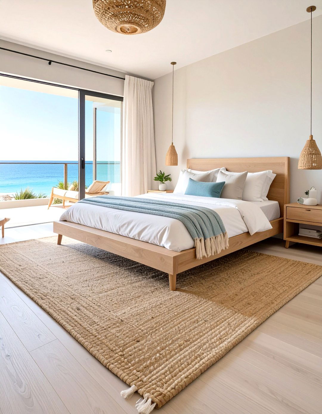 Jute or Sisal Area Rug - 30 seaside modern coastal bedroom ideas