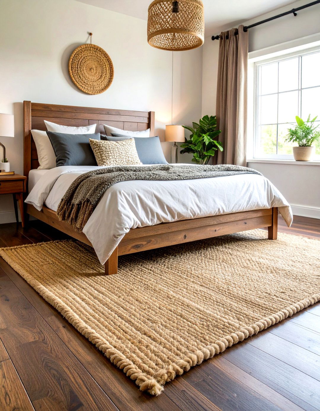 Jute or Sisal Area Rug - 30 rustic bedroom ideas