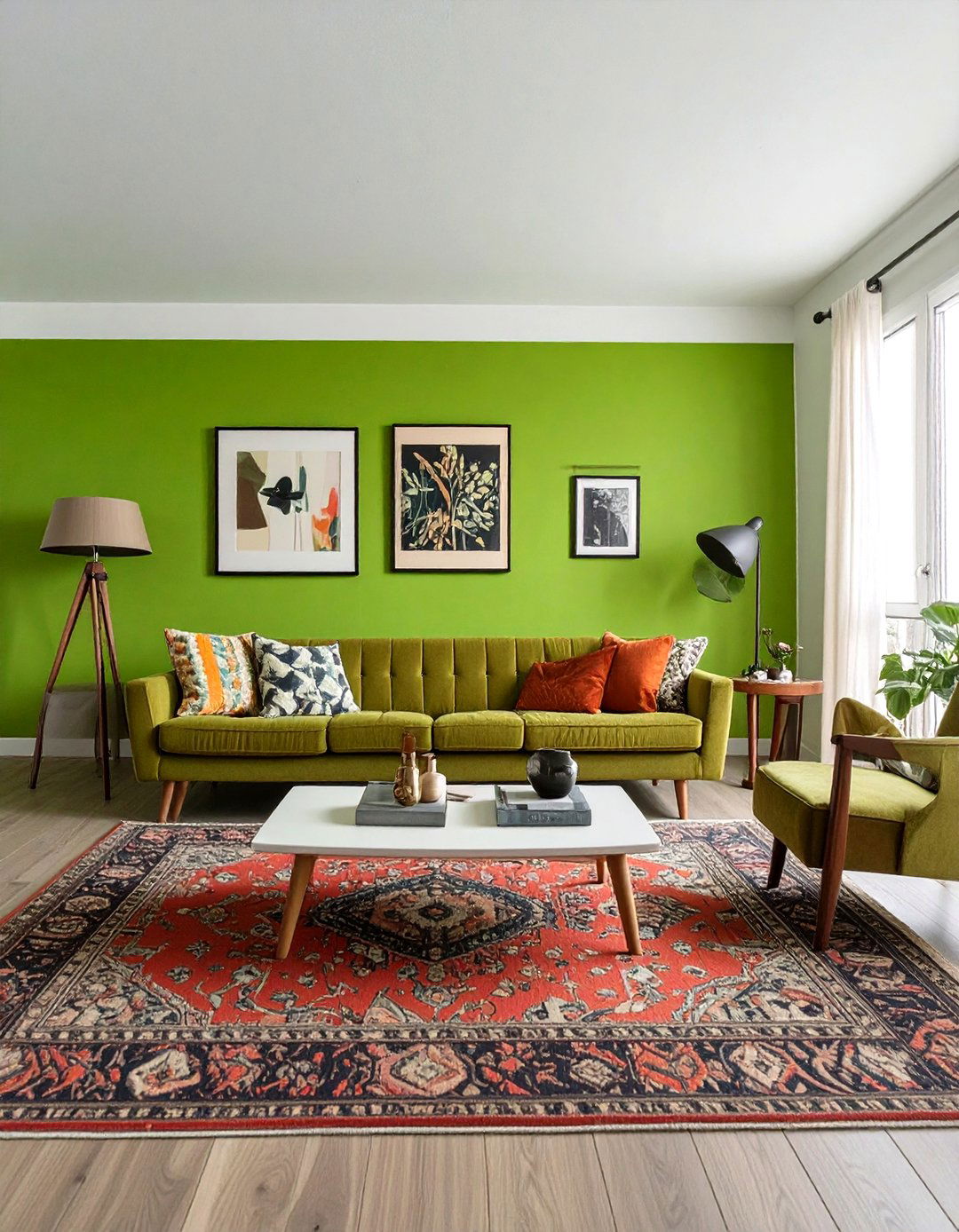 Kelly Green Eclectic Living Room - 30 green living room ideas