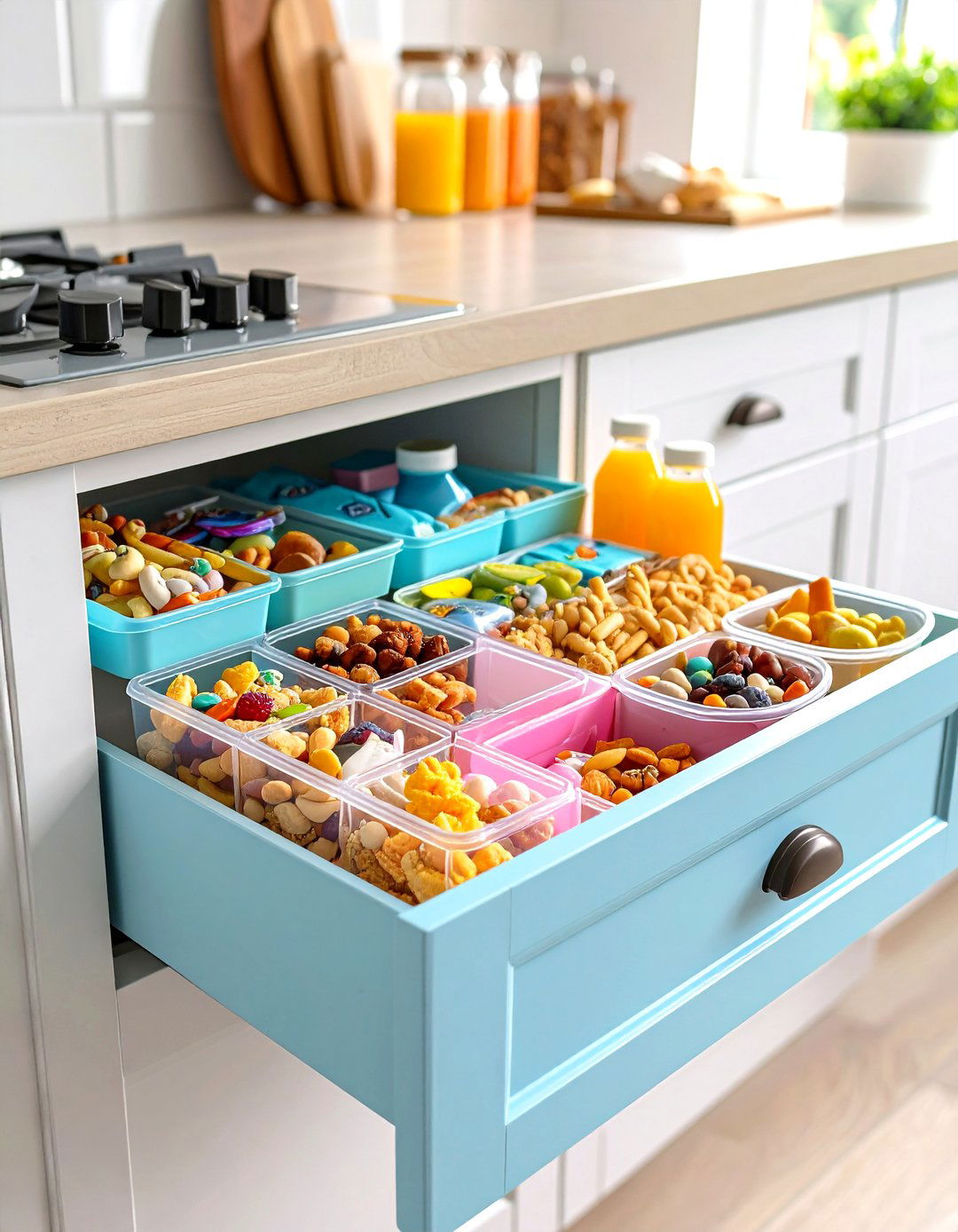 Kid Friendly Snack Drawer Cabinet - 30 kitchen cabinet storage ideas