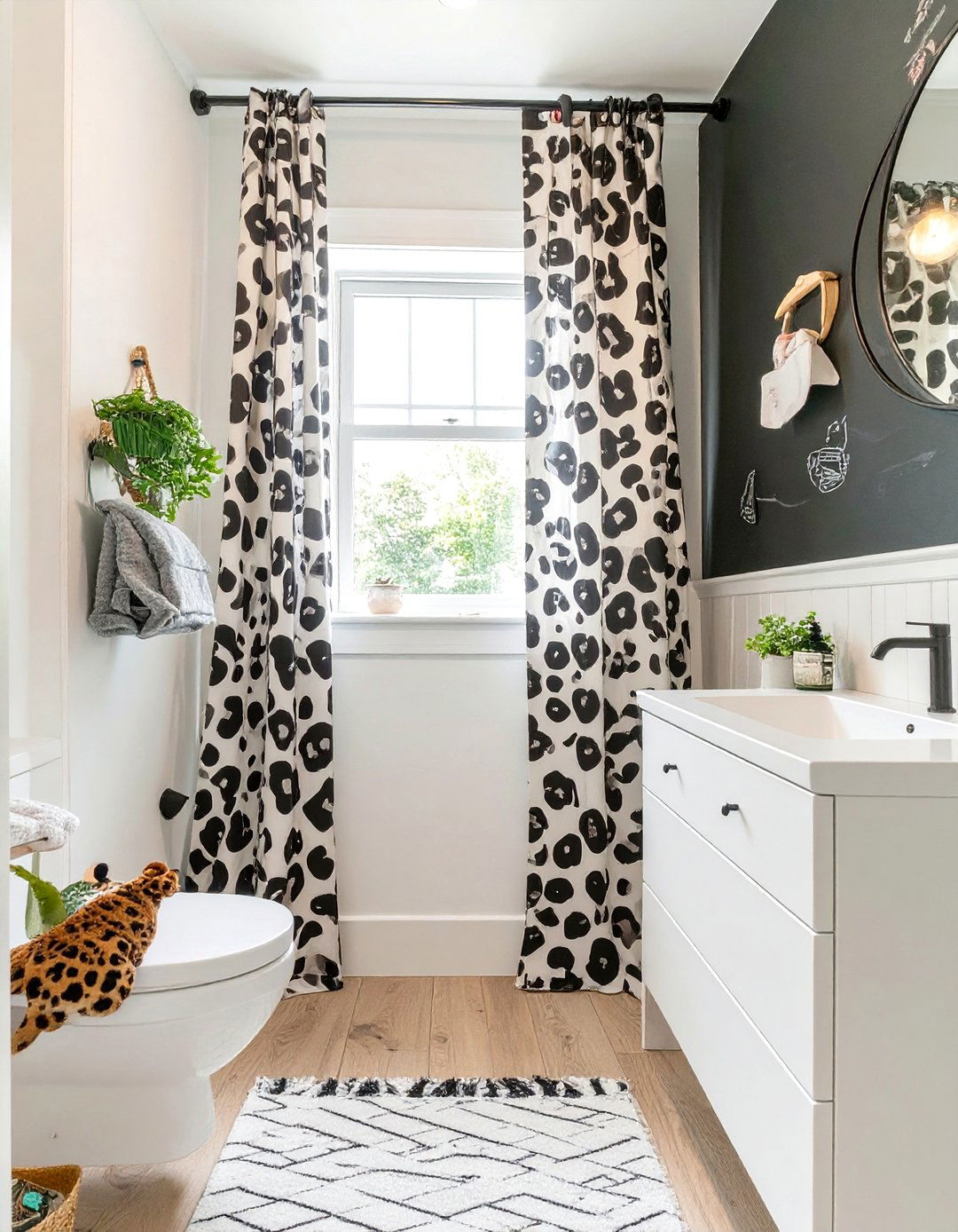 Kids Bathroom with Playful Accents - 30 black and white bathroom ideas