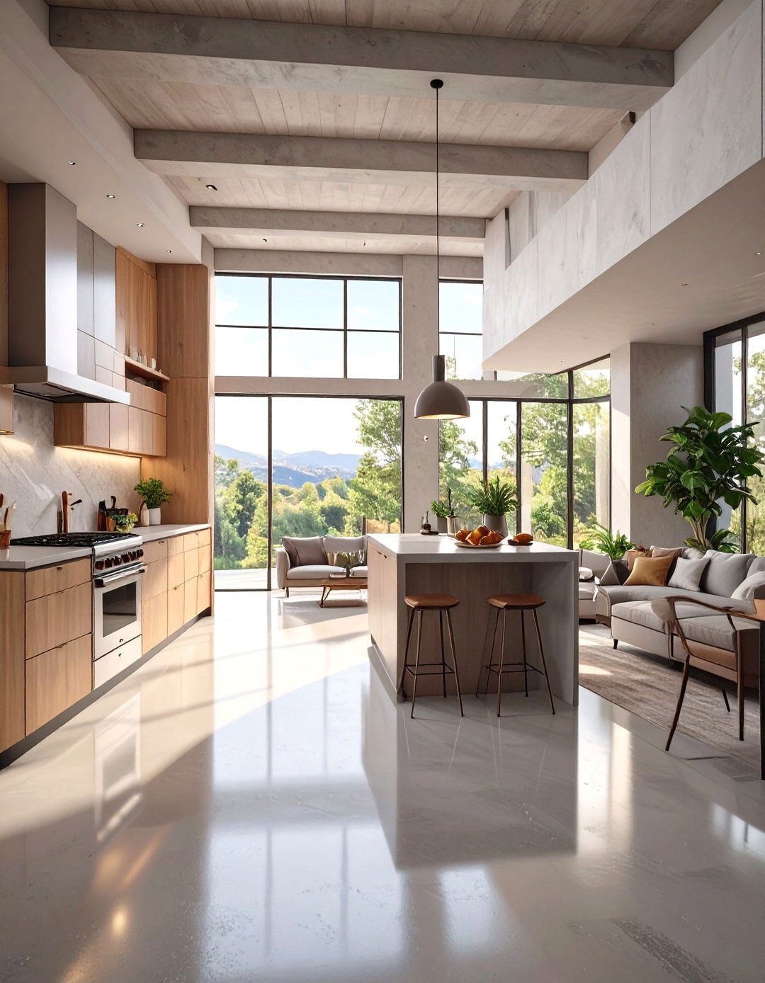 Kitchen Featuring Polished Concrete Floors - 30 ultra modern luxury modern kitchen designs