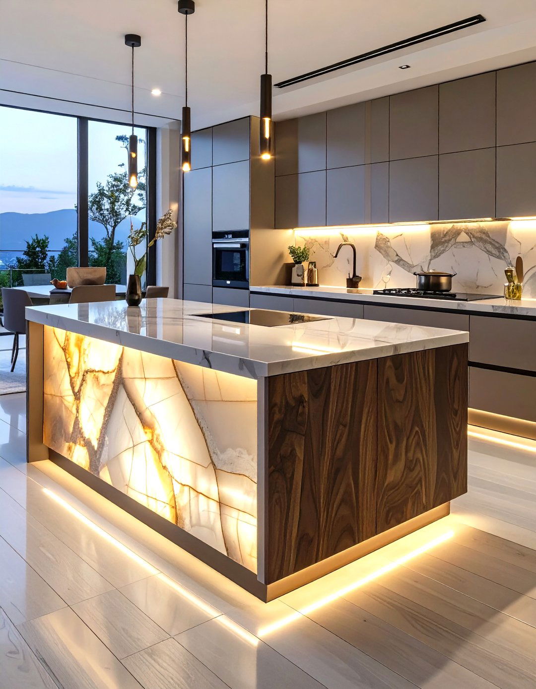 Kitchen Island with Backlit Panels - 30 unique kitchen island ideas