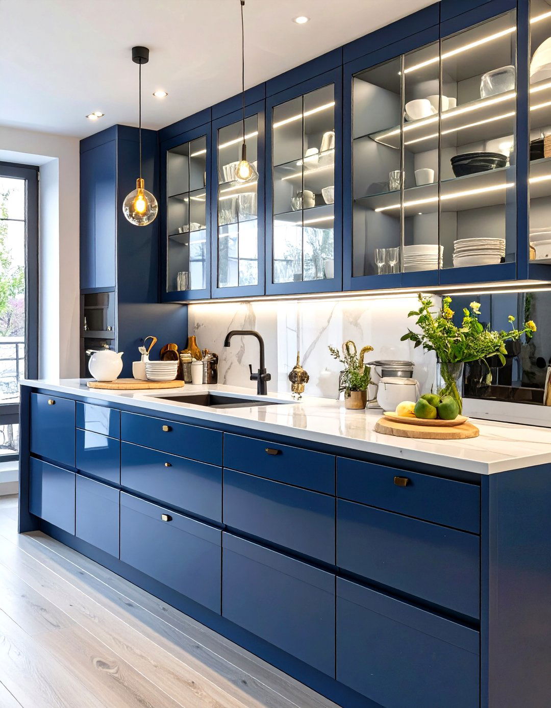 Kitchen Island with Glass Display Cabinets - 30 unique kitchen island ideas
