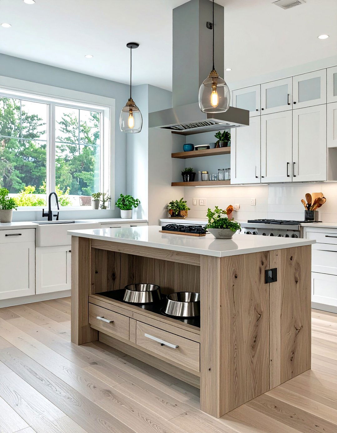 Kitchen Island with Integrated Pet Station - 30 unique kitchen island ideas