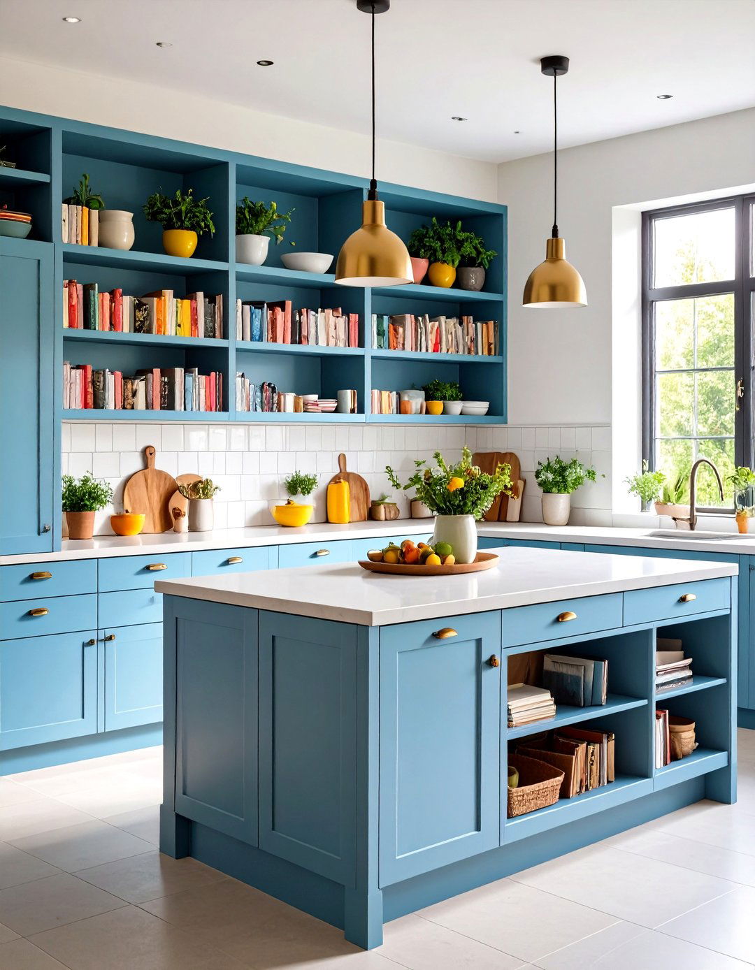 Kitchen Island with Open Shelving Display - 30 kitchen layout ideas with island