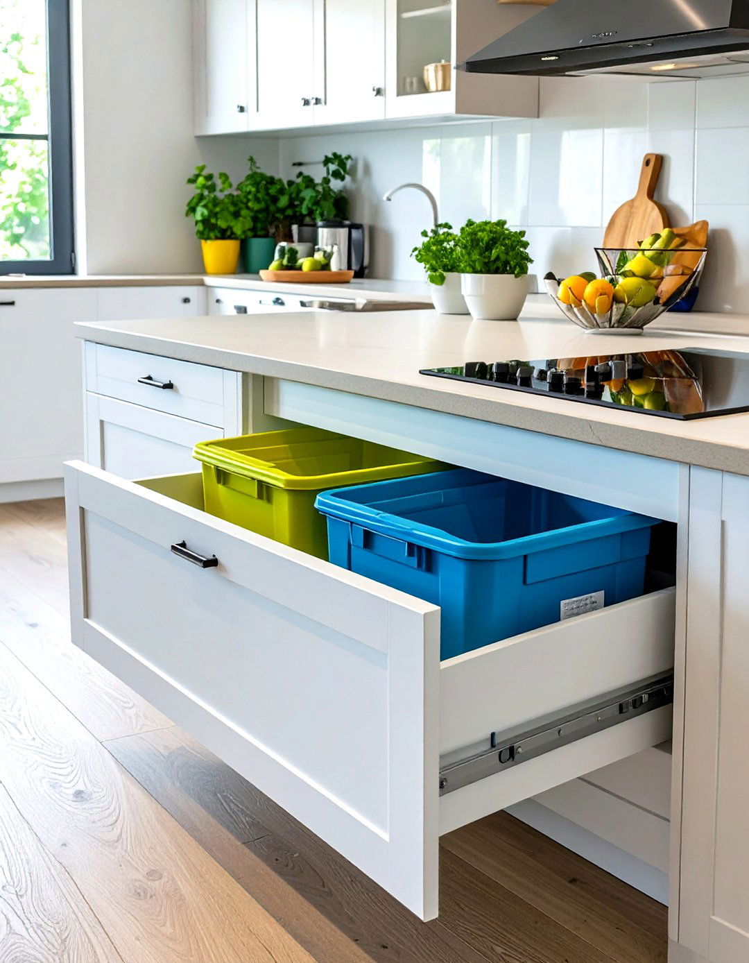 Kitchen Island with Pull Out Trash and Recycling Bins - 30 unique kitchen island ideas