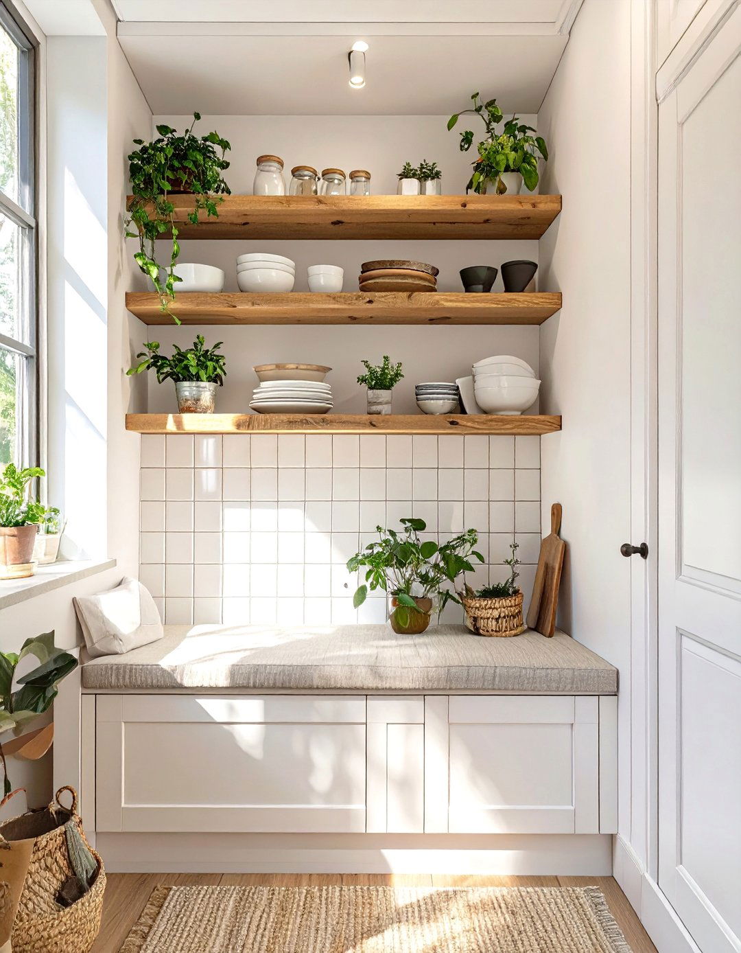 Kitchen Nook with Integrated Open Shelving - 30 small kitchen nook ideas
