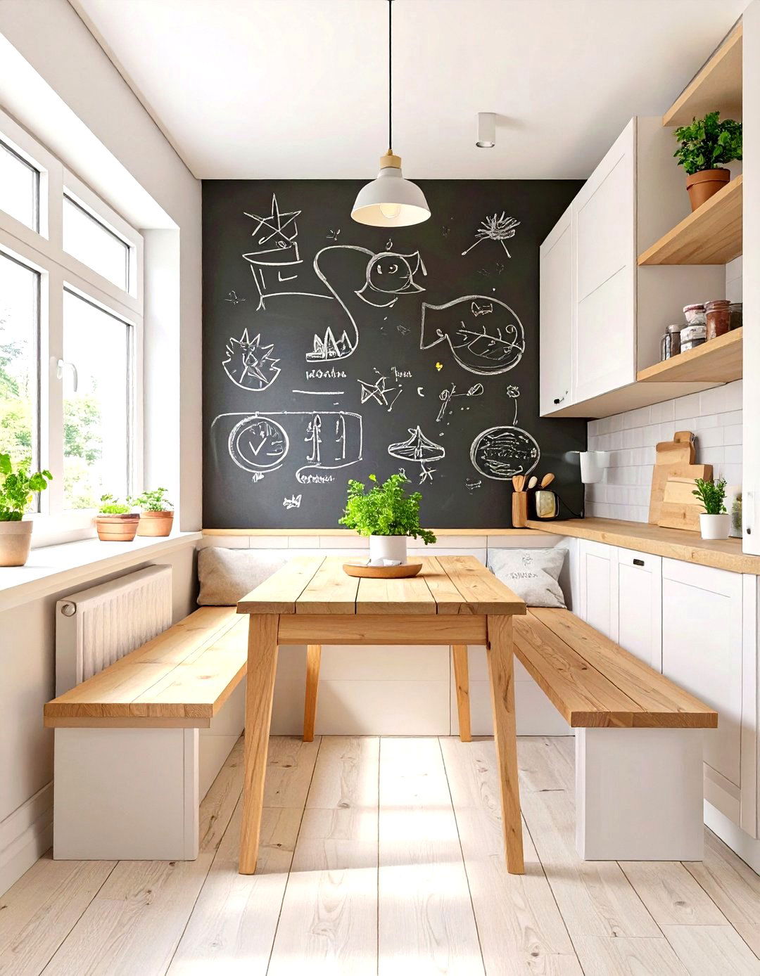 Kitchen Nook with a Chalkboard Wall - 30 small kitchen nook ideas