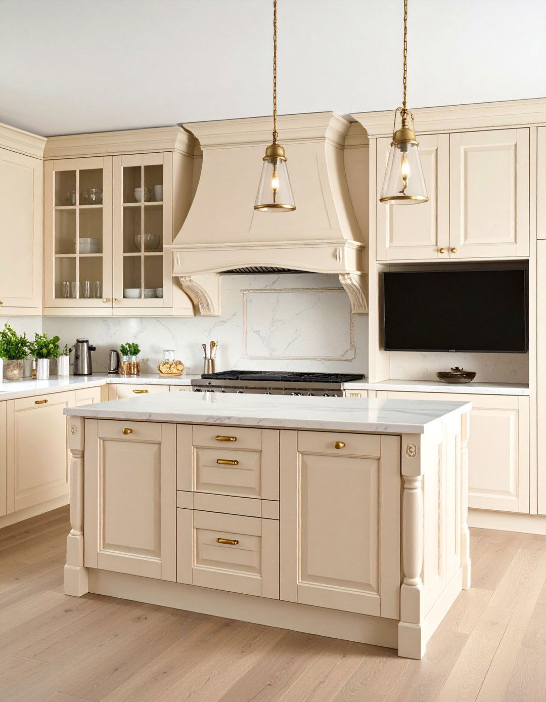 Kitchen TV Beside the Range Hood - 30 kitchen tv ideas
