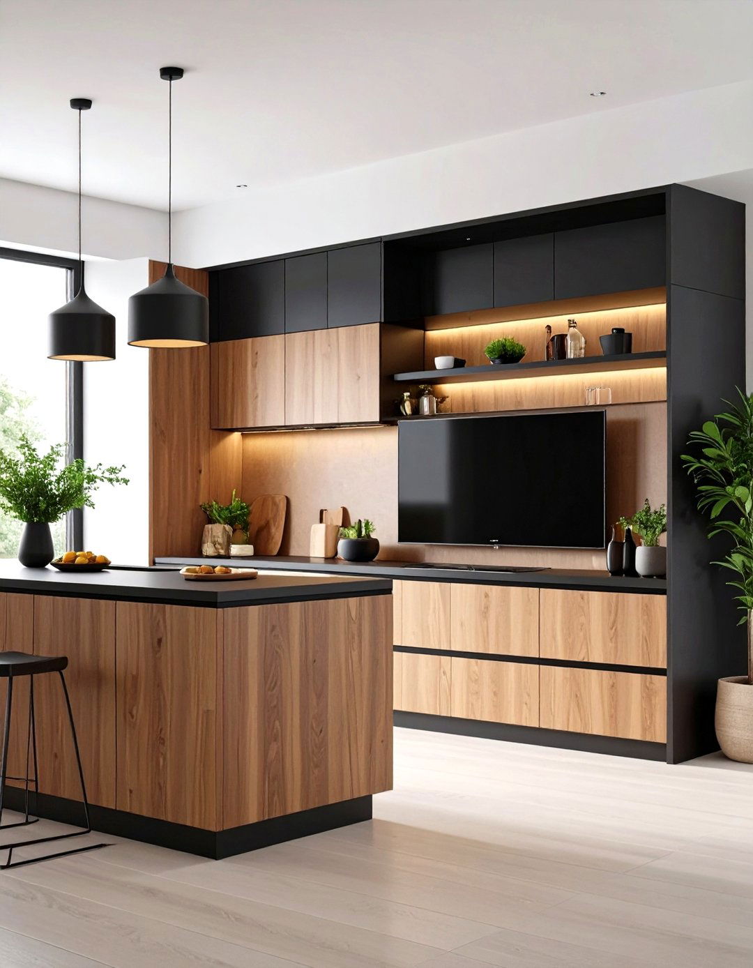 Kitchen TV Inside a Cabinet Door - 30 kitchen tv ideas